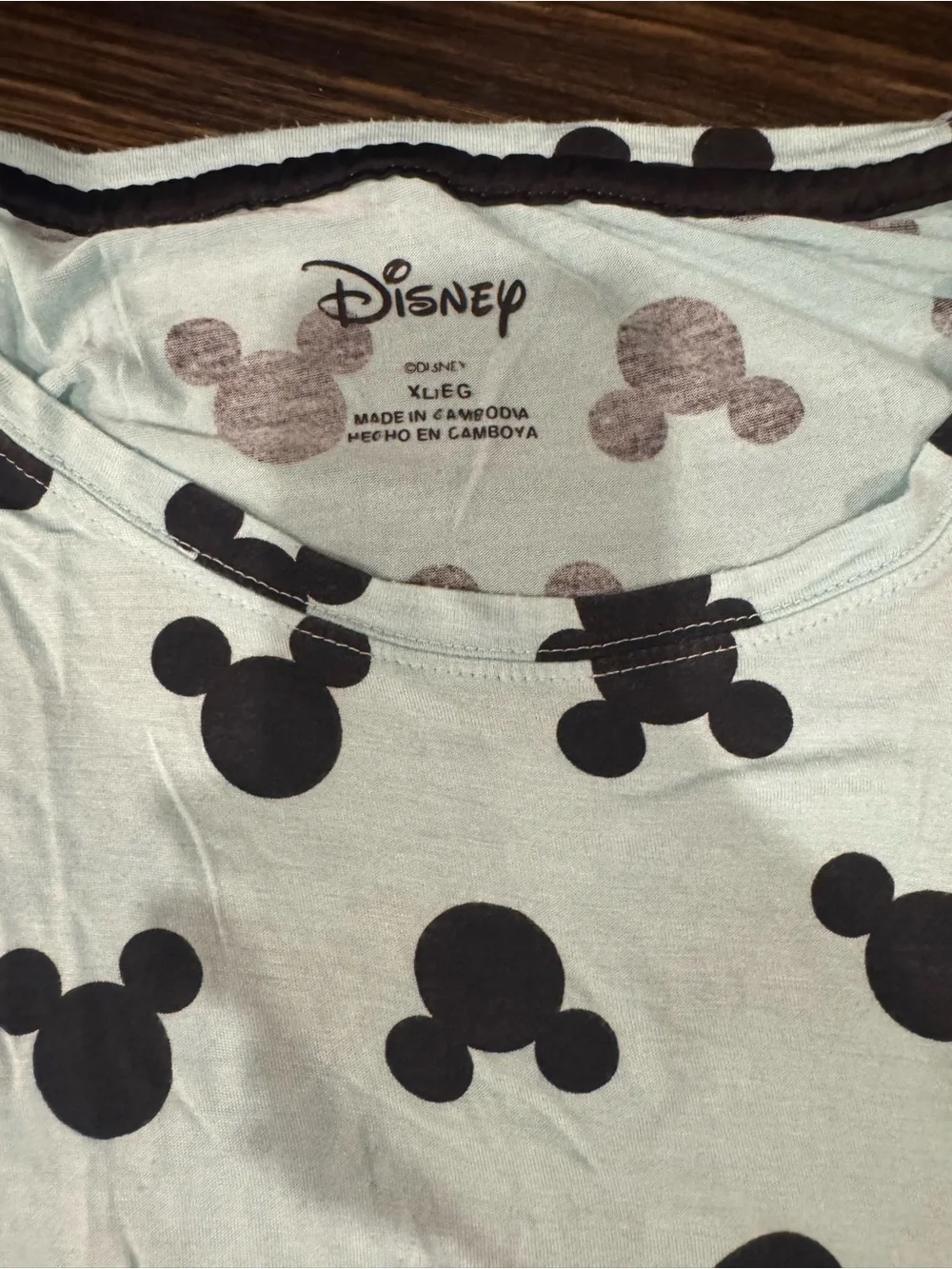 Disney Mint Green Tee with Black Mickey Silhouettes Pajama shirt and shorts